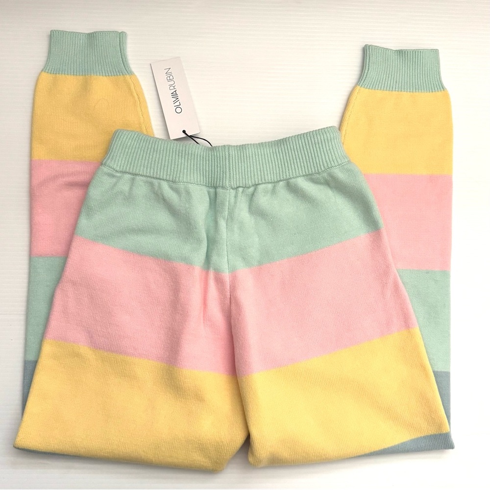 Olivia Rubin Tilda Pastel Rainbow Stripe Knit Jogger Pants XS NWT - Picture 4 of 7